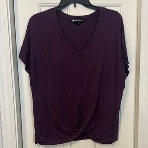 Purple Relaxed Dolman Sleeve Tie Front Tee